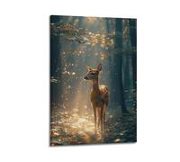 Modern Family Canvas Wall Art Decor Posters- Animal Poster Deer In Forest Healing Art Decor 08x12inch(20x30cm) Frame-style