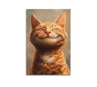 Modern Family Canvas Wall Art Decor Posters- Animal Poster Smiling Orange Cat Healing Decor 08x12inch(20x30cm) Unframe-style