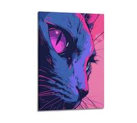 Modern Family Canvas Wall Art Decor Posters- Animal Poster Stylish Cat Unique Image Show Distinctive Charm Decorative Painting 08x12inch(20x30cm) Frame-style