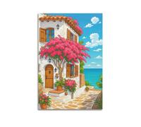 Modern Family Canvas Wall Art Decor Posters- Architecture Poster Coastal House Flowers Decorative Art 12x18inch(30x45cm) Unframe-style