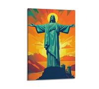 Modern Family Canvas Wall Art Decor Posters- Character Poster Christ The Redeemer Enhances Brazil's Scenic Charm Painting 20x30inch(50x75cm) Frame-style