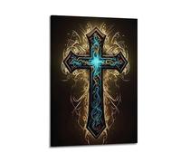 Modern Family Canvas Wall Art Decor Posters- Character Poster Glowing Cross Artwork Enhances Spiritual Space Decor Painting 08x12inch(20x30cm) Frame-style