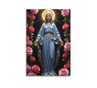 Modern Family Canvas Wall Art Decor Posters- Character Poster Madonna with Roses Enhances Religious Decor Charm Painting 24x36inch(60x90cm) Unframe-style