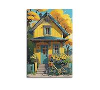 Modern Family Canvas Wall Art Decor Posters- Landscape Poster - Fairy Tale House Fresh Illustration Decor 12x18inch(30x45cm) Unframe-style