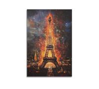 Modern Family Photo Album Posters Wall Art Bathroom Decor - Impressionist Eiffel Tower Cityscape Poster with Vivid Colors Canvas Pictures Artwork 16x24inch(40x60cm)