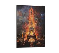 Modern Family Photo Album Posters Wall Art Bathroom Decor - Impressionist Eiffel Tower Cityscape Poster with Vivid Colors Canvas Pictures Artwork 12x18inch(30x45cm)