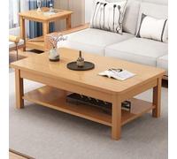 Modern Farmhouse 2 Tier Solid Wood Coffee Table Recle Tea Table with Open Sto Shelf Ideal for Smals 100cm Living Room Fur Wood Design
