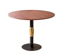 Modern Farmhouse 39.4 Inch Round Dining Table, Solid Wood Walnut Kitchen Table With Sturdy Metal Base, Space-Saving Dinner Table For 4-6 People, Rustic Residential Furniture(Size:70x70x75cm,Color:B)