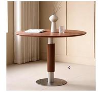 Modern Farmhouse 39.4 Inch Round Dining Table, Solid Wood Walnut Kitchen Table With Sturdy Metal Base, Space-Saving Dinner Table For 4-6 People, Rustic Residential Furniture F(Size:70x70x75cm,Color:A)