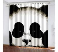 Modern Farmhouse Blackout Curtains, 3D Cute Cartoon Panda Print Pattern Drapes For Living Room And Bedroom, Grommet Thermal Insulated Window Decoration 106 Inches Long - 2 Panels