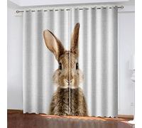 Modern Farmhouse Blackout Curtains, 3D Cute Rabbit Print Pattern Drapes For Living Room And Bedroom, Grommet Thermal Insulated Window Decoration 106 Inches Long - 2 Panels