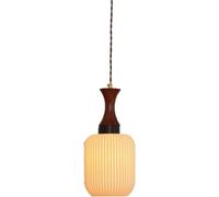 Modern Farmhouse Chaner - White Ceramic Pendant Light, Minimalist Retro Cylinder Ceiling Fixture for Kitchen Island, Dining Room, Bedroom, Hallway, Rustic Home Decor