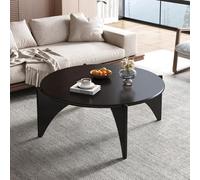 Modern Farmhouse Coffee Table Solid Wood Center Table with Sturdy Legs Minimalist Design for Living Room Bedroom Balcony Patio - Easy Assembly Black Finish