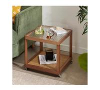 Modern Farmhouse Coffee Table Square TwoTier Design Rectangu Tea Table for Small Spaces Apartment & BedroomStylish Brown Finish (50x50x40cm)