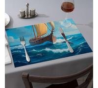 Modern Farmhouse Decor Sailboat With Dolphins In The Ocean Dining Place Mats Western Party Decorations Table Runner(1PCS)