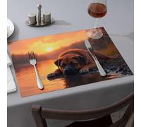Modern Farmhouse Decor Sunset Serenity: A Dog'S Peaceful Rest By The Lake Dining Place Mats Golden Girls Gifts Kitchen & Table Linens(6PCS)