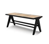 Modern Farmhouse Entryway Benches With Rattan Seats, Armless Design For Dining Room, Living Room, Or Hallway, Stylish Wood Ottoman Bench For Indoor Use