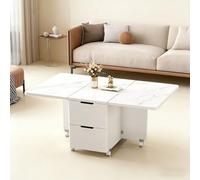 Modern Farmhouse Folding Coffee Table 1.4M Multi Functal Dining Table with Hidden Sto & Swivel Wheels Ideal for Smals Slish Living Room Centerpiece