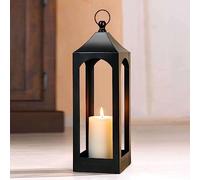 Modern Farmhouse Lantern Decor, Black Metal Decorative Hanging Candle Lanterns Ideal for Home Decor, Parties & Events, 23" High (No Glass Panel)