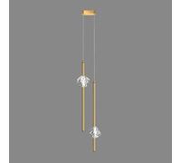 Modern Farmhouse Pendant Light Fixtures, Luxury Crystal Hanging Lamp with Brass, LED 3-color Mode s Ceiling for Foyer Dining Room Kitchen Island