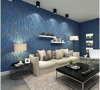Modern Fashion Abstract Curve Striped Line Pattern Non-Woven Living Room Bedroom TV Background Non-Pasted Wallpaper Roll Blue Gray 1.73' W x 32.8' L