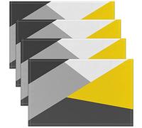 Modern Fashion Placemats 12x18 Inch Yellow Grey and Black Simple Geometry Washable Table Place Mats Easy to Clean Minimalism Geometric Decorative Placemats for Dining Table Set of 4
