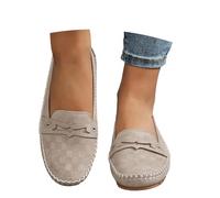 Modern Fashionable Large Size Grid Detail Flat Loafers for Women Everyday Comfort Casual Style (White, 5.5) #267