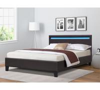Modern Faux Leather Bedframe With LED Strip Comfy Living Ltd Black Double