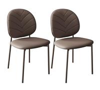 Modern Faux Leather Dining Chairs Set of 2 Armless Side Chair with Metal Legs, Easy Assembly & Minimalist Look for Loft, Contemporary Home