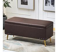 Modern Faux Leather Ottoman Foot Stool Soft Seating Footrest & Bench Multi-functional Dark Brown Recliner Stool 31x16x18 Inch Stylish Home Decor Cozy Living Room Furniture