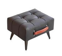 Modern Faux Leather Stool with Handle Rectangular Vanity Seat Portable Upholstered Ottoman for Living Room & Entryway Stylish Home Furniture