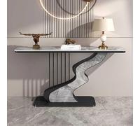 Modern Faux Marble Console Table, Elegant Narrow Sofa Table for Entryway, Living Room & Hallway, Space-Saving Design