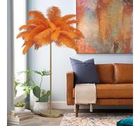 Modern Feather Floor Lamp Adjustable LED Lighting Elegant Ostrich Feather Design Decorative Floor Lamp for Living Room & Bedroom Eco Friendly Resin Base Green Color