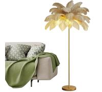 Modern Feather Lamp for Living Room Stylish Golden Body Foot Switch Control 3 Color Temperatures Elegant Corner Decor Lighting for Home Ambiance
