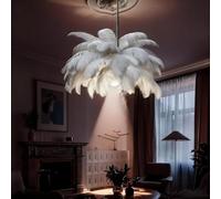 Modern Feather nt Light 100cm White Fluffy Lampe 4500K LED Ceiling Chlier Slish Nature Inspired Lighting for Living Room Bedroom Restaurant