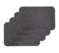 Modern Felt Tablemat Set for 4 People In Dark Grey/Charcoal with Rounded Corners, 45x30 cm, Large, Washable