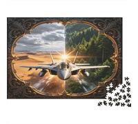 Modern Fighter Jet 1000 Piece Jigsaw Puzzle Paper for Adults Desert and Forest Split Scene Puzzle Game for Family Relaxation Focus Home Gift 38x26cm/1000pcs