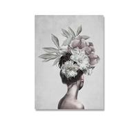 Modern Figure Lady Head Flower Picture Home Decor Nordic Canvas Painting Retro Wall Art Posters and Prints for Bedroom Decor(A,30x40cm no Frame)