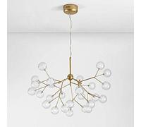 Modern Firefly Glass Ball Chandelier - 27 LED Lights Pendant Lamp for Living Room Bedroom Restaurant Gold-White Creative Hanging Lighting Fixture