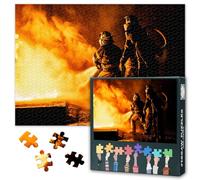 Modern Fireman Hero Action Jigsaw Puzzle 1000 Piece Puzzle for Adults Firefighters Fighting Fires Painting Premium Wall Art Home Decor Paper Puzzle for Living Room 27.5x19.7 Inch
