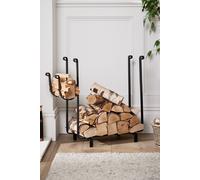 Modern Fireplace Freestanding Black Iron Fireside Firewood Log Holder, Log Storage Rack Dibor Black One Size
