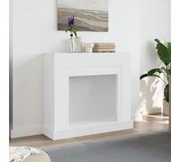 vidaXL Fireplace Surround White Engineered Wood Mantel Shelf 100x30x87.5cm LED Compatible