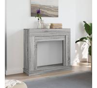 vidaXL Grey Sonoma Engineered Wood Fireplace Surround/Mantel - Compatible with LED Flames, 100 x 30 x 87.5 cm