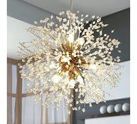Modern Firework Pendant Chandelier Lighting, 8 Lights Sputnik Lamps Fixtures Stainless Steel Crystal Indoor Home Decoration Light Fitting for Living Room Bedroom Hallway Kitchen Dining Room(Gold)