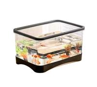 Modern Fish tank small living room household desktop small transparent acrylic turtle tank turtle box Desktop Display(Black,31.5cm*21cm*16.5cm)