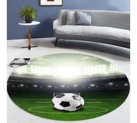 Modern Flame Football Living Room Bedroom Rugs Teenager Boy Girl 3D Sports Soccer Series Print Non-slip Decoration Carpet Soft Flannel Chair Mats Kids Room Play Area Rugs (Green,140cm)