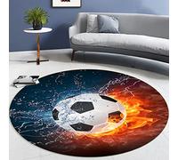 Modern Flame Football Living Room Bedroom Rugs Teenager Boy Girl 3D Sports Soccer Series Print Non-slip Decoration Carpet Soft Flannel Chair Mats Kids Room Play Area Rugs (Orange,60cm)