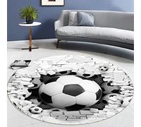 Modern Flame Football Living Room Bedroom Rugs Teenager Boy Girl 3D Sports Soccer Series Print Non-slip Decoration Carpet Soft Flannel Chair Mats Kids Room Play Area Rugs (White,120cm)