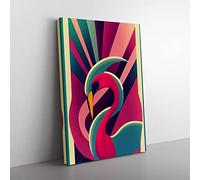 Modern Flamingo Abstract Canvas Wall Art Print Ready to Hang, Framed Picture for Living Room Bedroom Home Office Décor, 50x35 cm (20x14 Inch)