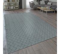 Paco Home Modern Flat-Weave Rug Woven Pattern Braid Pattern Geometric Design Grey, Size:160x220 cm